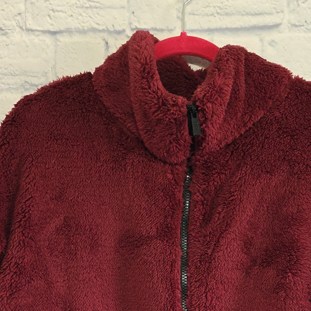 PINK Victoria's Secret Sherpa Teddy Jacket Full Zip Maroon VS Sweater New XL - Picture 9 of 16